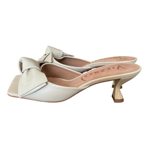 Anthropologie Vicenza Wharton Tan Leather Bow Mule Heels NWOB size 7 - Picture 7 of 11